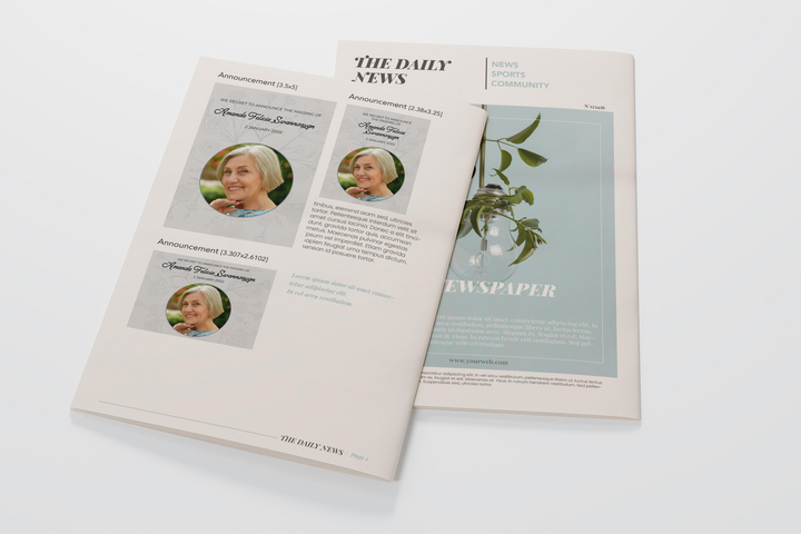 Floral Newspaper Style Death Announcement Template