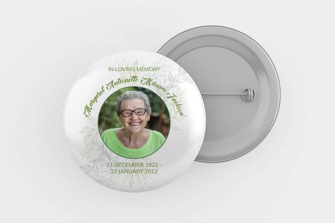Plantilla digital personalizable de pin conmemorativo o funerario para honrar el legado de su ser querido 1002