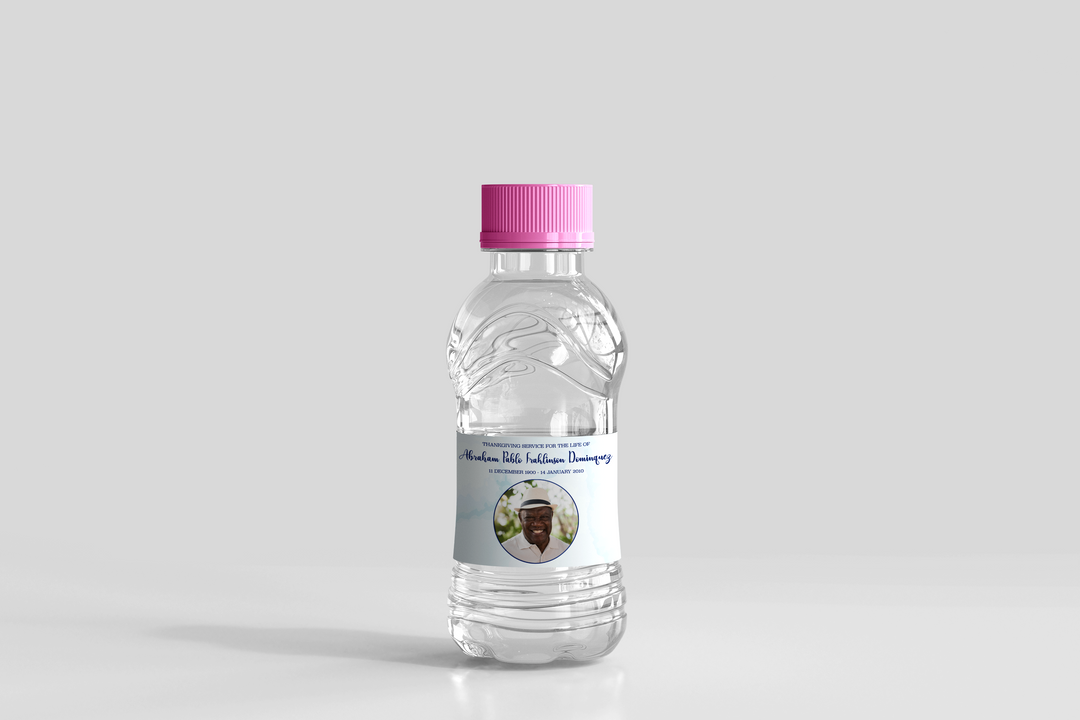 Blue Watercolor Water Bottle Label Template