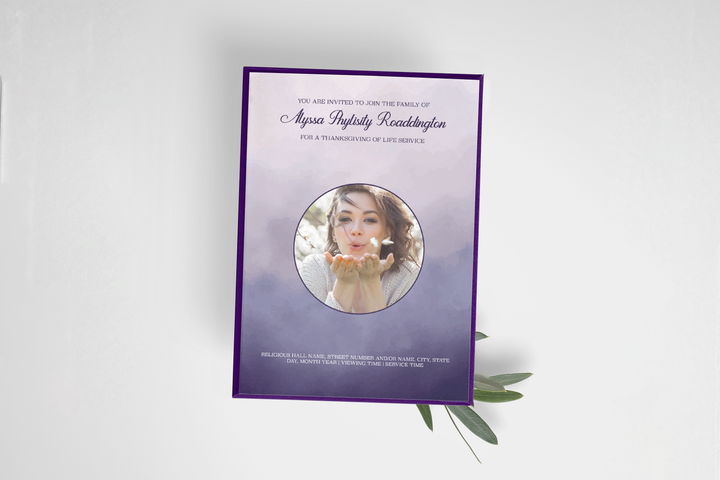 Purple Haze Funeral Invitation Template