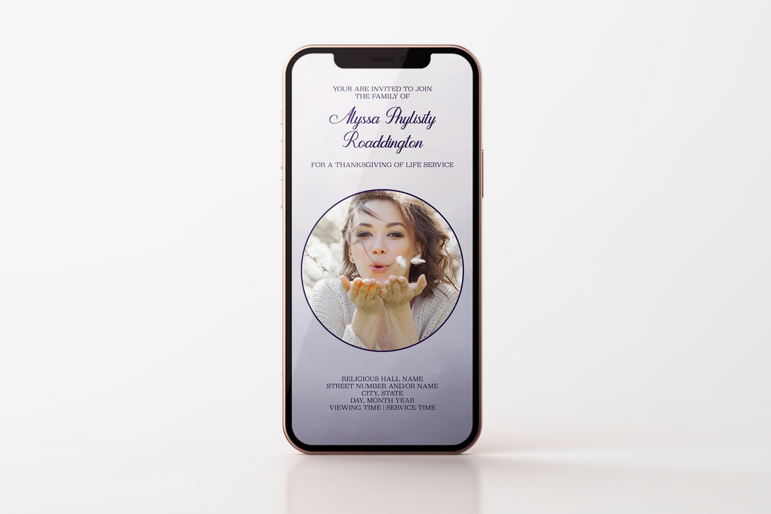 Purple Haze Funeral Invitation Template