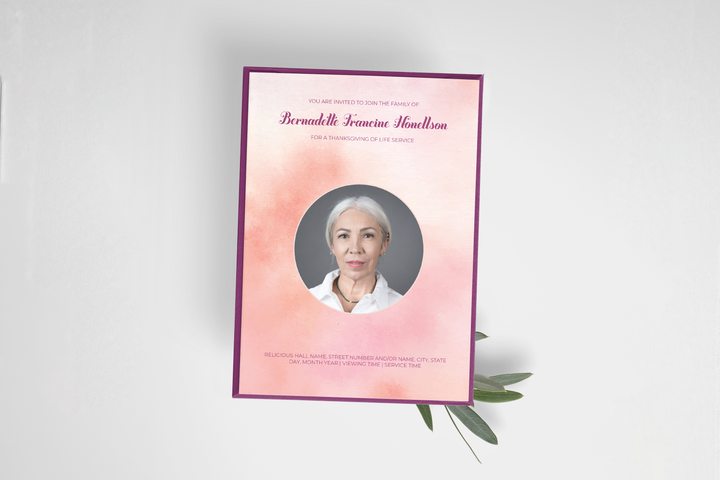 Pink Cloud Funeral Invitation Template