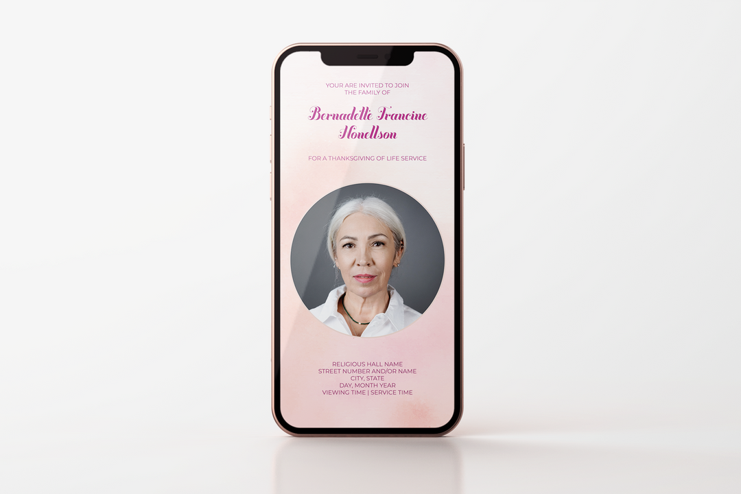 Pink Cloud Funeral Invitation Template