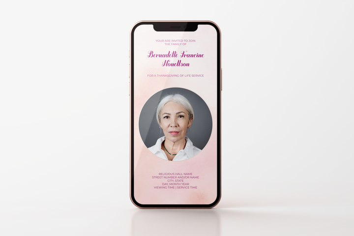 Pink Cloud Funeral Invitation Template
