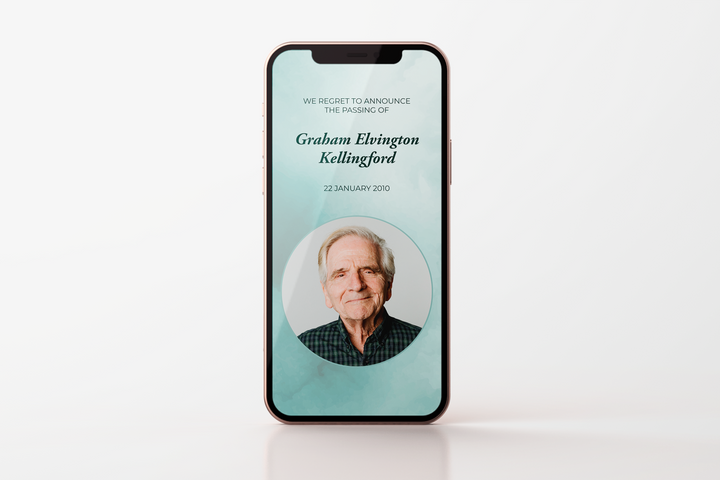 Green Watercolor Newspaper Style Death Announcement Template
