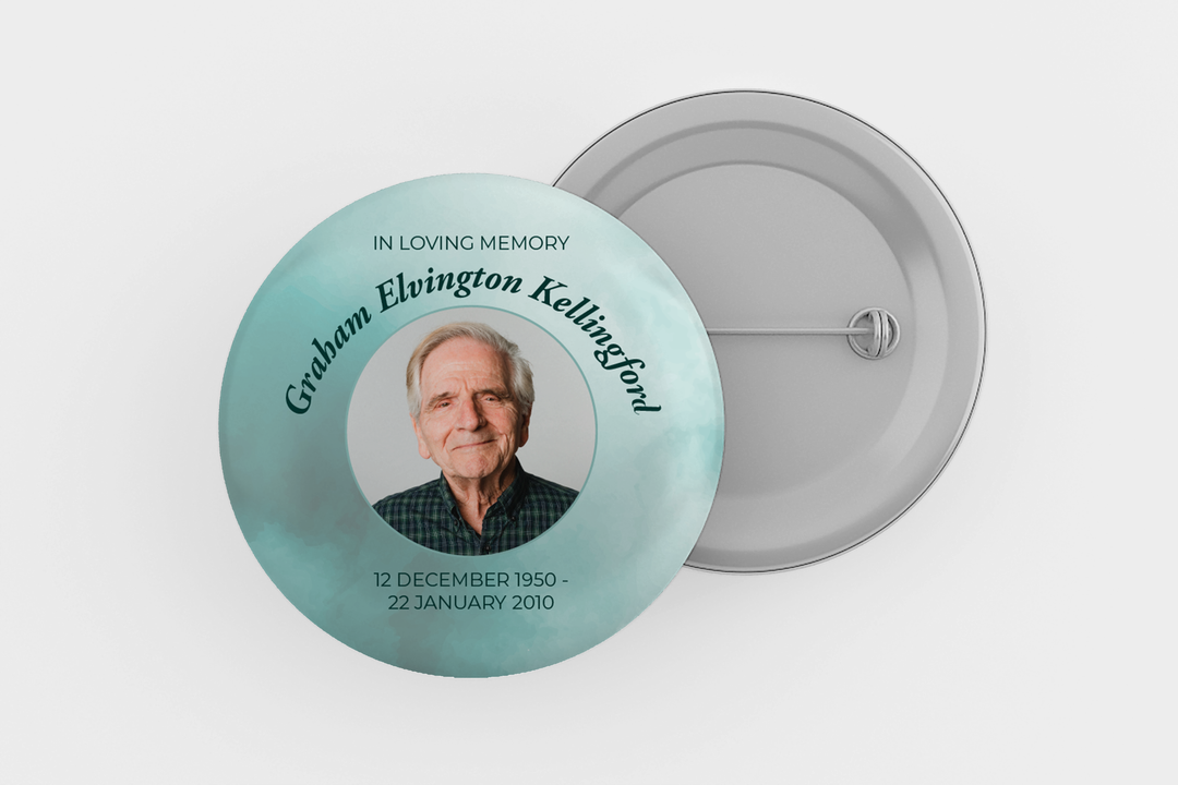 Modello digitale personalizzabile per spilla commemorativa o funebre per onorare l&