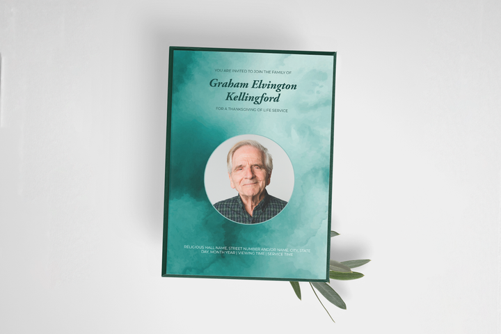 Green Watercolor Funeral Invitation Template