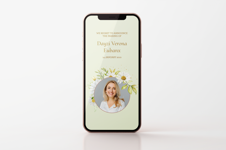 Daisy Newspaper Style Death Announcement Template