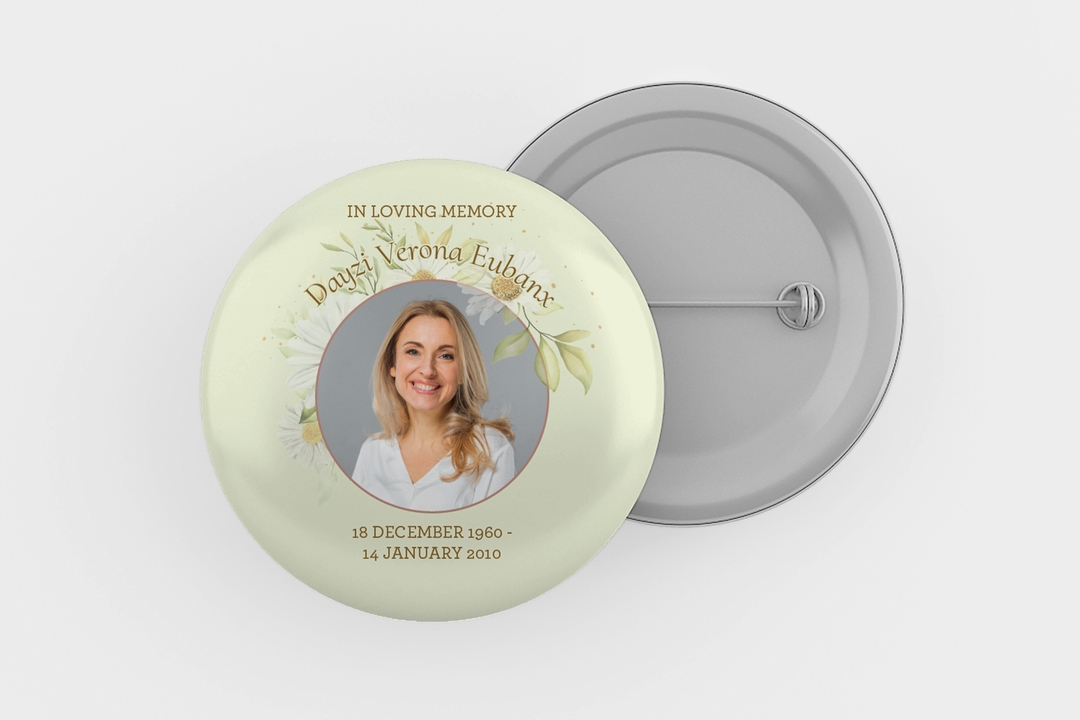 Plantilla digital personalizable de pin conmemorativo o funerario para honrar el legado de su ser querido 1010