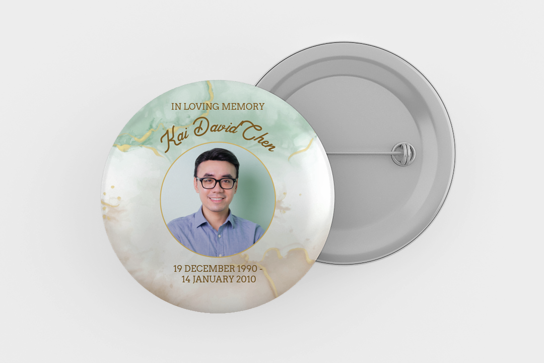Plantilla digital personalizable de pin conmemorativo o funerario para honrar el legado de su ser querido 1011