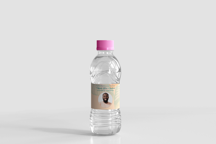 Anpassbare Wasserflaschenetiketten für Beerdigungen/Gedenkfeiern – Erstellen Sie eine personalisierte Hommage mit unserer digitalen Vorlage 1012