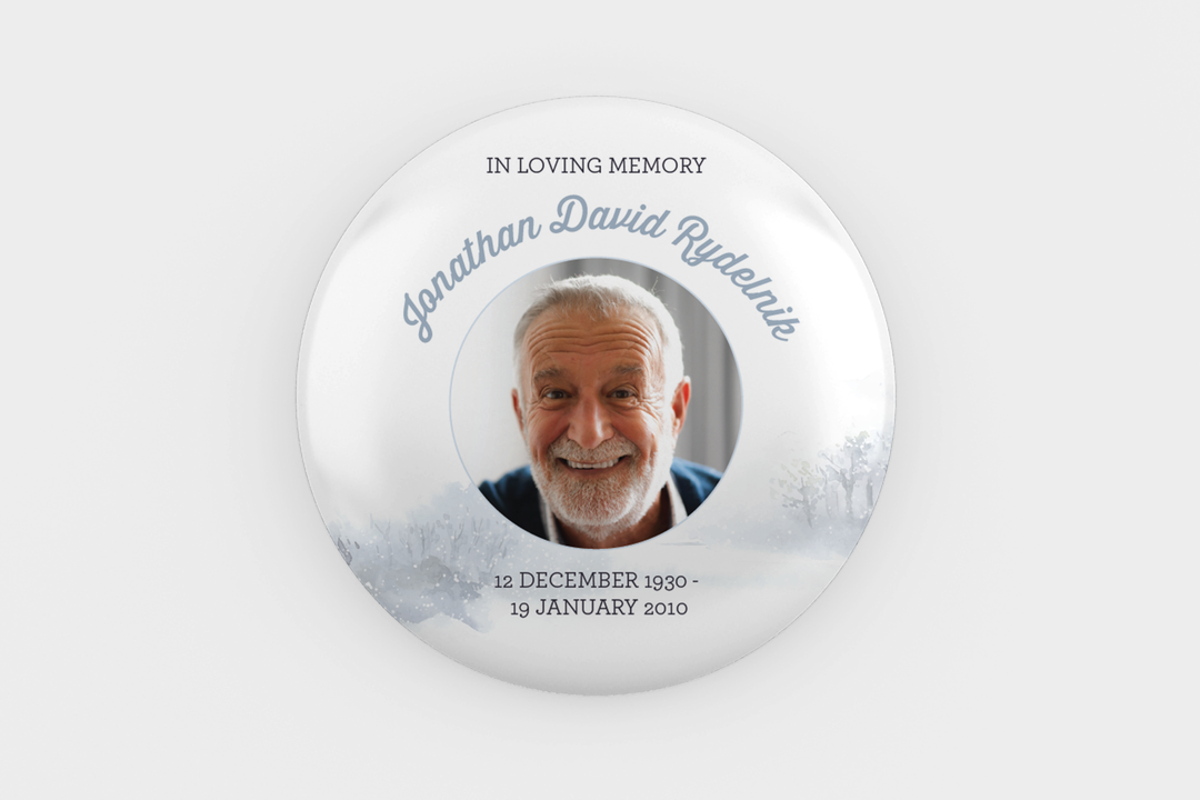 Plantilla digital personalizable de pin conmemorativo o funerario para honrar el legado de su ser querido 1013