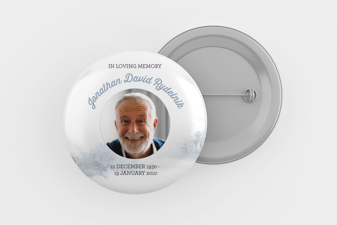 Plantilla digital personalizable de pin conmemorativo o funerario para honrar el legado de su ser querido 1013