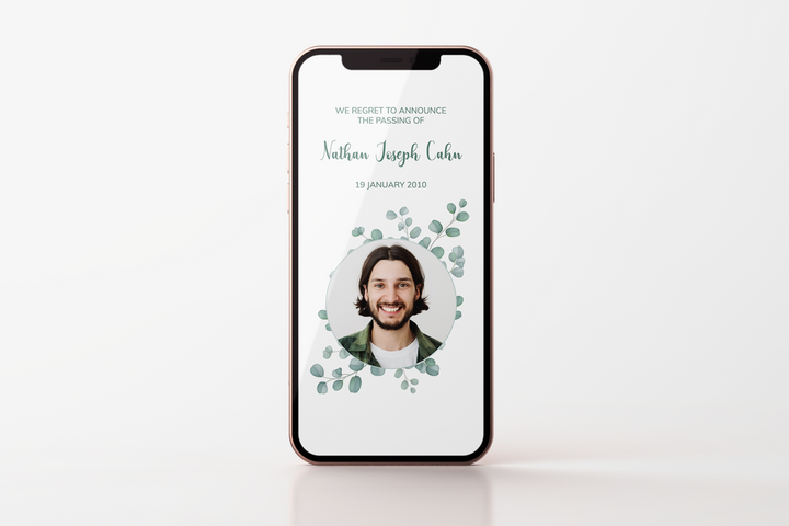 Eucalyptus Newspaper Style Death Announcement Template