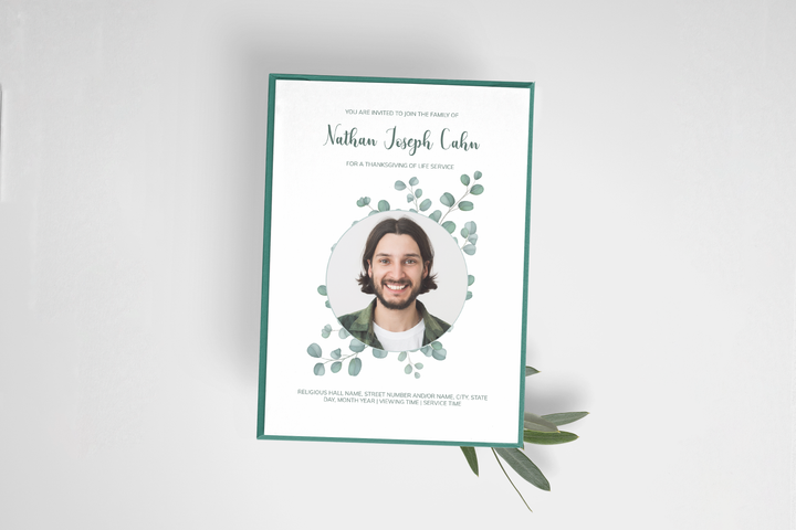 Eucalyptus Funeral Invitation Template