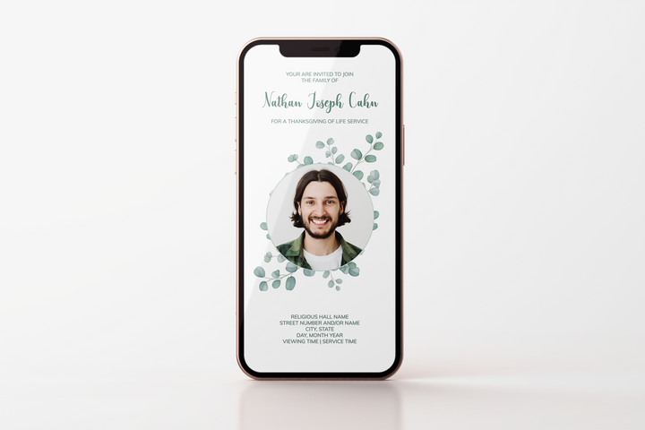 Eucalyptus Funeral Invitation Template