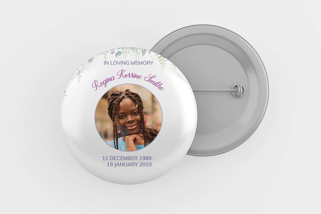 Plantilla digital personalizable de pin conmemorativo o funerario para honrar el legado de su ser querido 1015