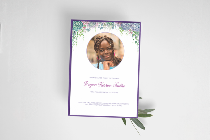 Lush Succulent Funeral Invitation Template