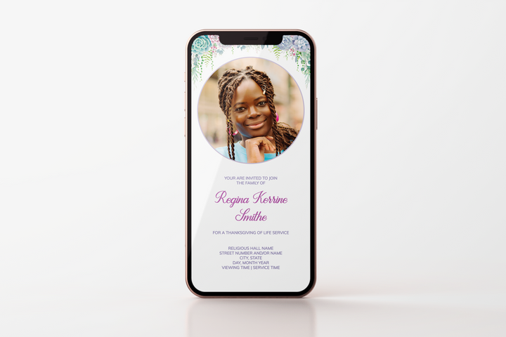 Lush Succulent Funeral Invitation Template