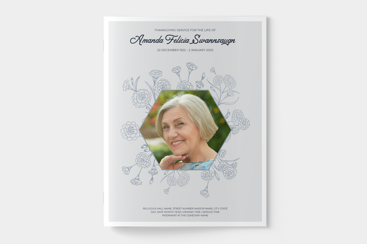 Floral Funeral Program Template 8-Page Large