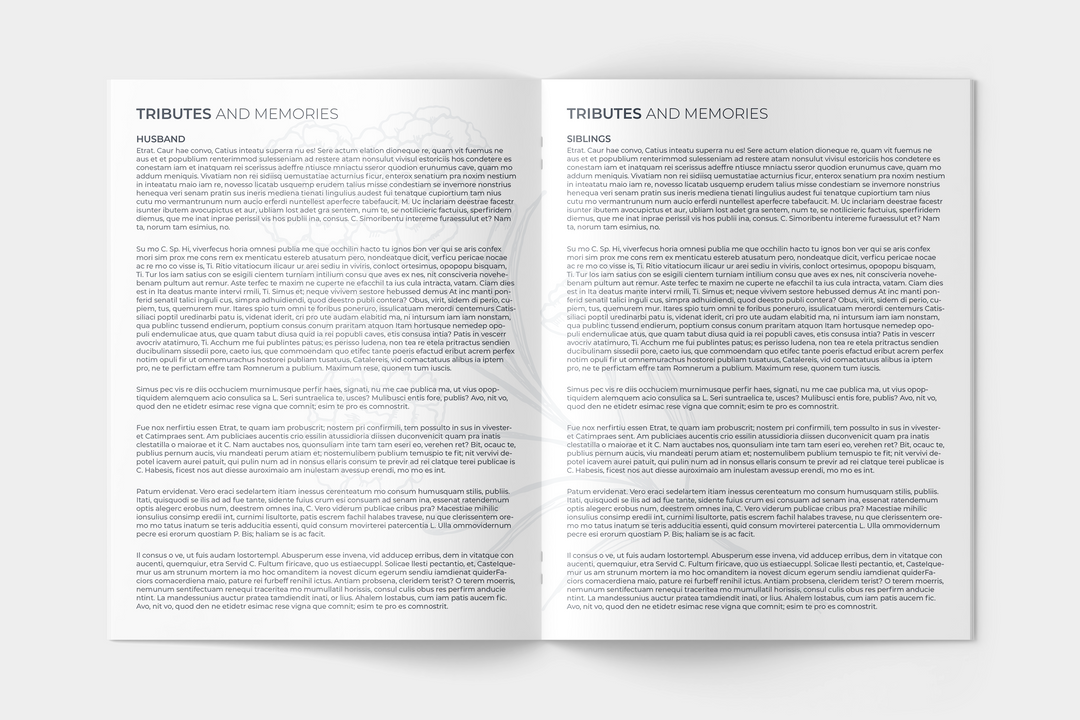 Modello personalizzato per programma funebre di 12 pagine - Un tributo significativo 1001