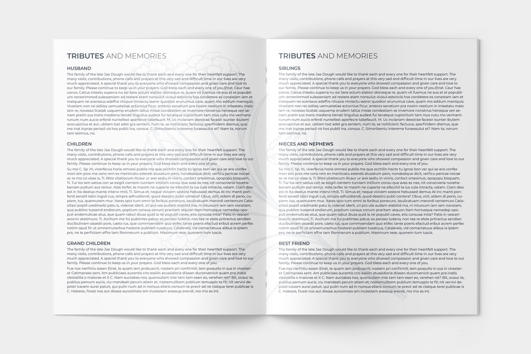 Floral Funeral Program Template 8-Page Large