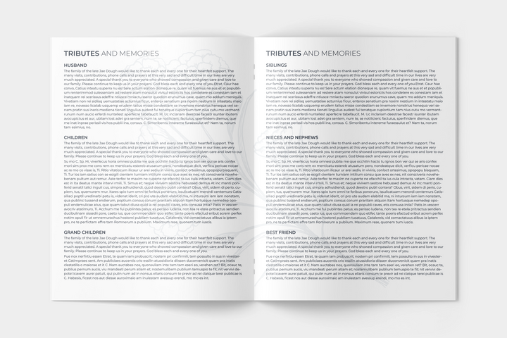 Floral Funeral Program Template 8-Page Large