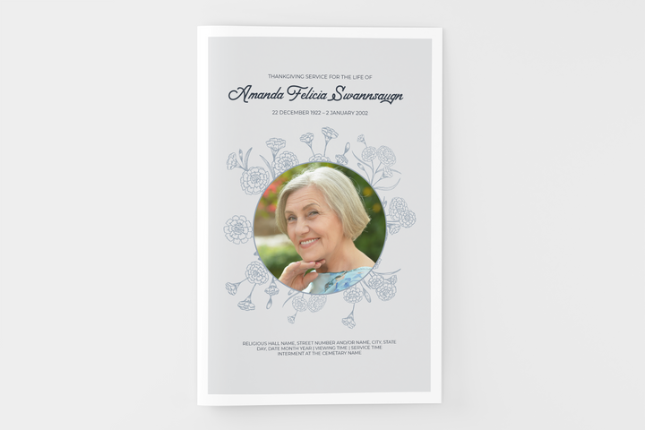Floral Funeral Program Template 4-Page Small