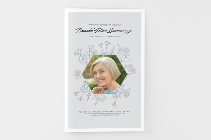 Floral Funeral Program Template 4-Page Small