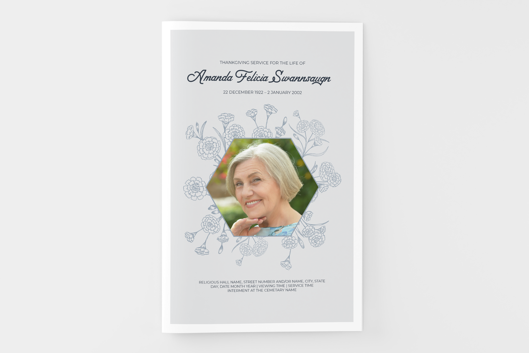Floral Funeral Program Template 8-Page Small