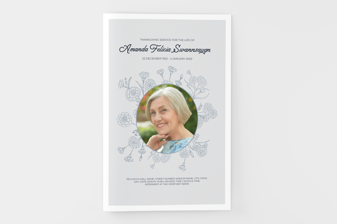 Floral Funeral Program Template 8-Page Small