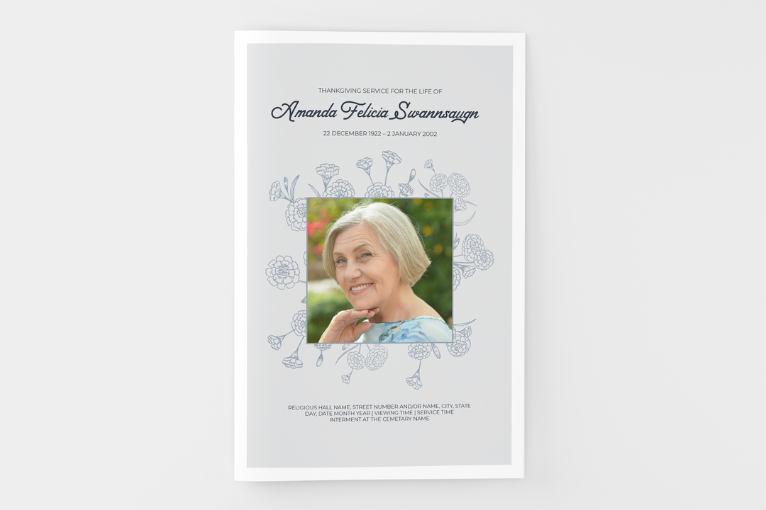 Floral Funeral Program Template 4-Page Small