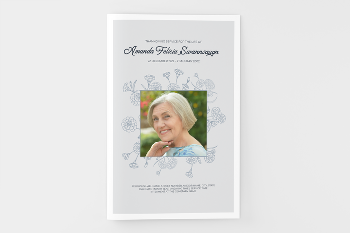 Floral Funeral Program Template 8-Page Small