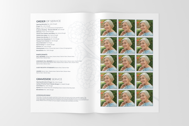 Floral Funeral Program Template 8-Page Small