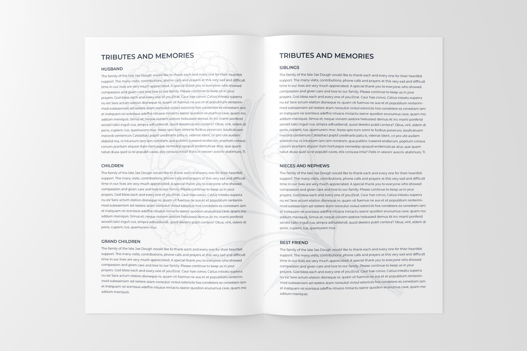 Floral Funeral Program Template 8-Page Small