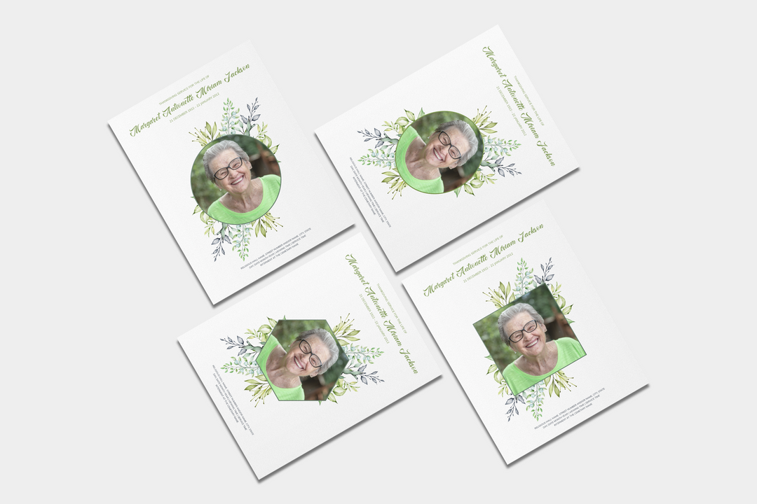 Greenery Funeral Program Template 12-Page Large