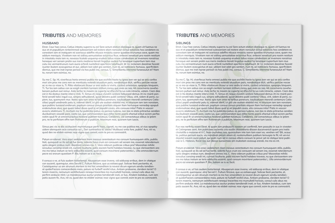 Modello personalizzato per programma funebre di 12 pagine - Un tributo significativo 1002
