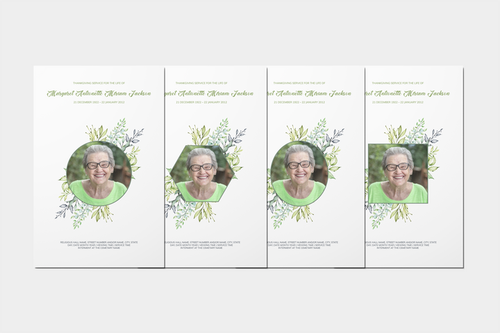 Greenery Funeral Program Template 8-Page Small