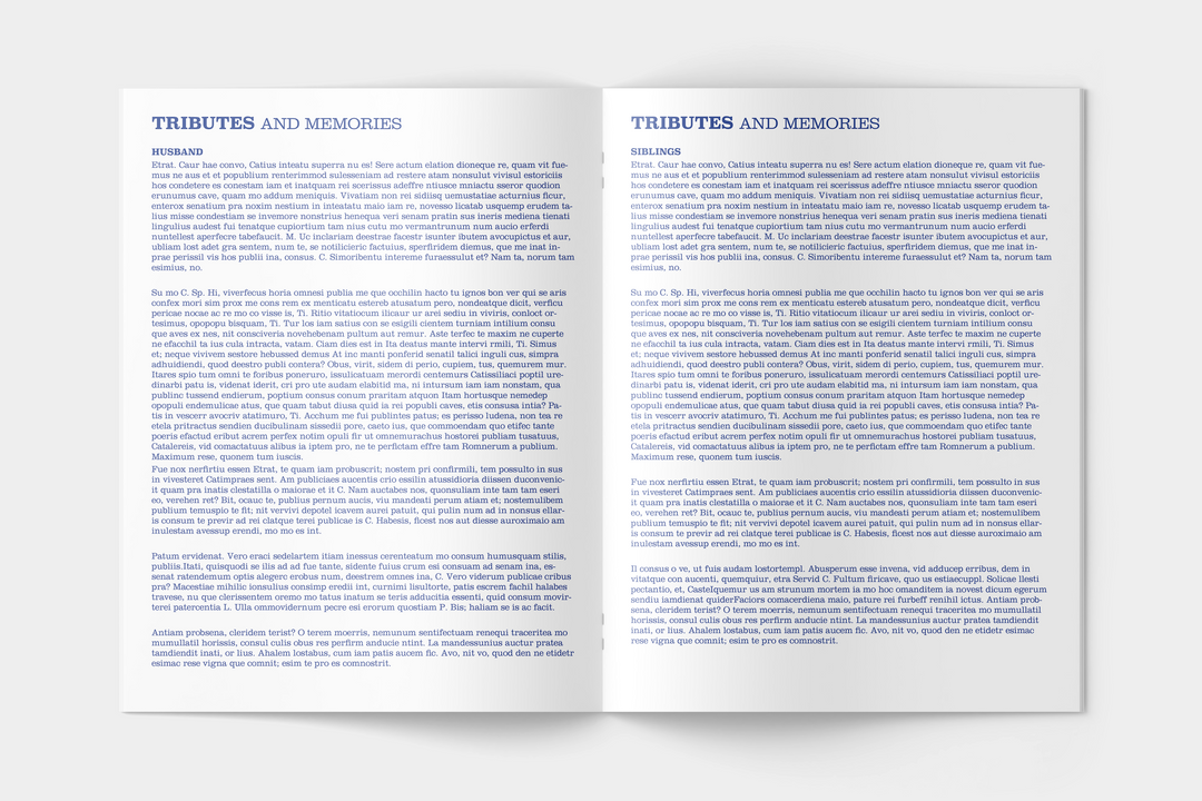 Blue Watercolor Funeral Program Template 12-Page Large