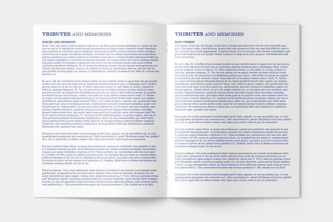 Blue Watercolor Funeral Program Template 12-Page Large