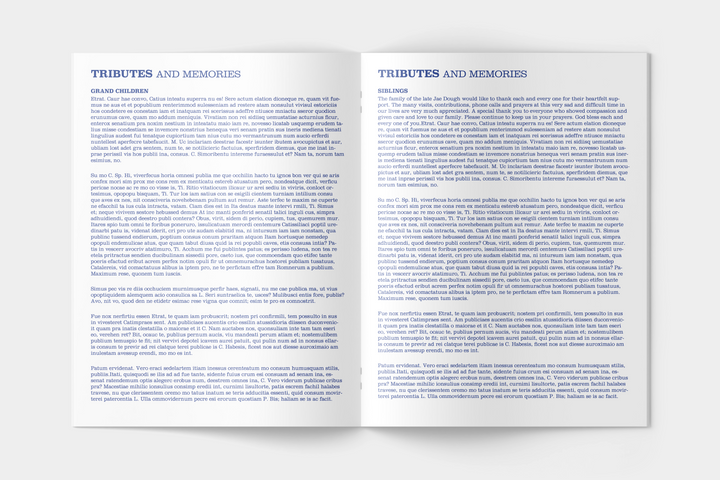 Blue Watercolor Funeral Program Template 12-Page Large