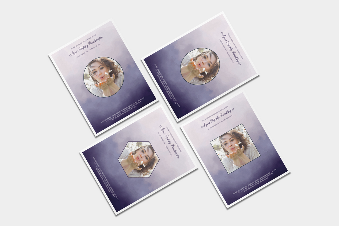 Purple Haze Funeral Program Template 4-Page Large