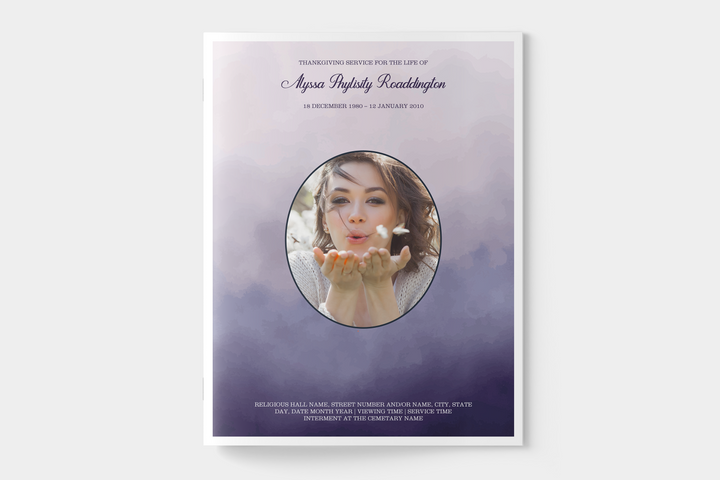 Purple Haze Funeral Program Template 12-Page Large