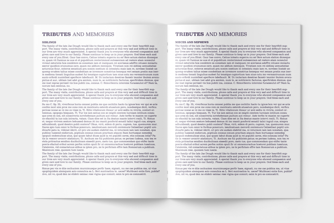 Purple Haze Funeral Program Template 12-Page Large