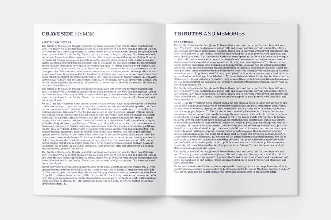 Purple Haze Funeral Program Template 12-Page Large