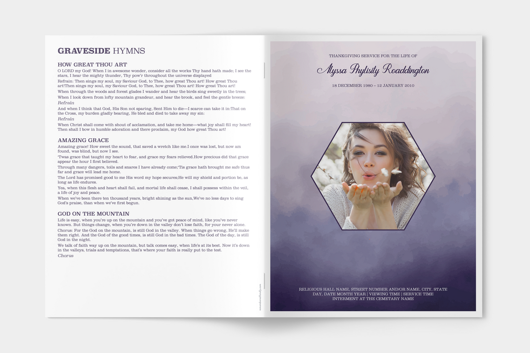 Essentials-Paket: Anpassbare Bestattungs- und Gedenkvorlagen: Großes 8-seitiges Programm, Diashow, Einladungen und Dankeskarten – Erstellen Sie eine personalisierte Hommage, um das Leben und Vermächtnis Ihres geliebten Menschen zu ehren 1004