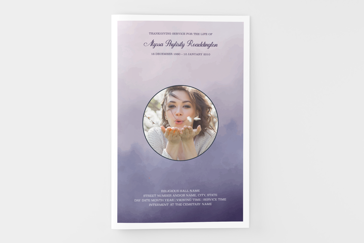 Crea un piccolo programma funebre/commemorativo personalizzato di 8 pagine con il nostro modello digitale stampabile - Onora la memoria della persona amata con un tributo premuroso 1004