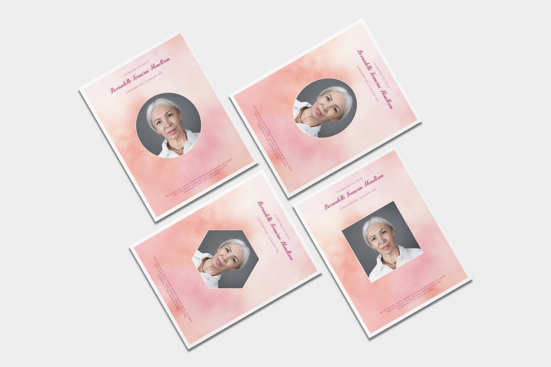 Pink Cloud Funeral Program Template 4-Page Large