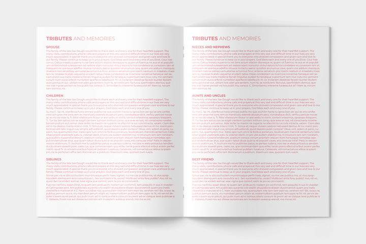 Pink Cloud Essential 4-Piece Funeral Template Bundle | Large 8-Page Program, Slideshow, Invitation, Thank You Card