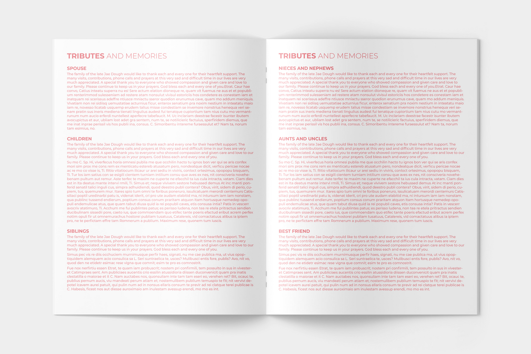 Pink Cloud Funeral Program Template 8-Page Large